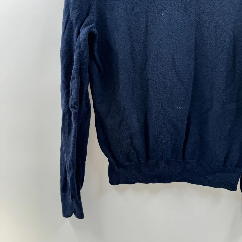 Express Men’s Navy Blue V-Neck Sweater Size Medium 100% Cotton - Picture 3 of 6